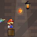 A candle lamp from Super Paper Mario attacking Mario
