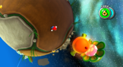 Mario breaking Peewee Piranha's egg and revealing its body.