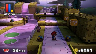 Fourth, fifth and sixth ? Blocks in Plum Park of Paper Mario: Color Splash.