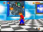 Mario facing the picture of Wet-Dry World