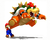 Artwork of Mario swinging Bowser by the tail in Super Mario 64.