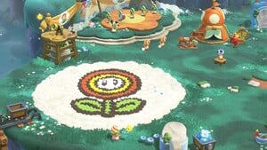 The Fire Flower decorations for Camp Central after using an unsupported amiibo in Super Mario Bros. Wonder – Nintendo Switch 2 Edition + Meetup in Bellabel Park