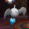 A blue flying Crystal Creature in Wario World