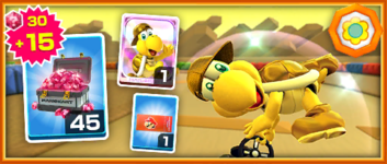 The Team Daisy Gold Koopa (Freerunning) Pack from the Peach vs. Daisy Tour in Mario Kart Tour
