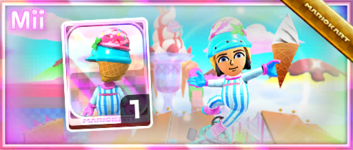 The Ice-Cream Mii Racing Suit from the Sundae Tour in Mario Kart Tour