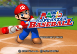 The title screen with Mario hitting a slammer.
