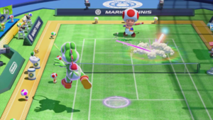 An Ultra Smash in Mario Tennis: Ultra Smash.