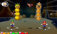 Tower Power Pokey and Giant Pokey battle (Mario & Luigi: Paper Jam).