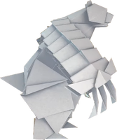 An origami Ice Vellumental from Paper Mario: The Origami King.