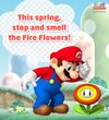Spring-themed E-card with Mario and a Fire Flower