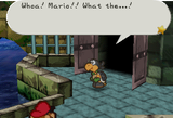 Mario encountering the Black Ninjakoopa at the Koopa Bros. Fortress