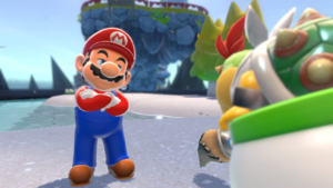 Screenshot of the introductory cutscenes in Super Mario 3D World + Bowser's Fury