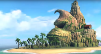 Donkey Kong Island as it appears in Super Smash Bros. Ultimate during King K. Rool's Final Smash, before getting destroyed by the Blast-o-Matic