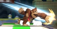 Donkey Kong using a non-fully charged Giant Punch on the The Great Cave Offensive stage in Super Smash Bros. Ultimate