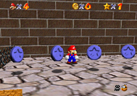 Mini Mario running through Blue Coins in New Super Mario Bros. Wii.