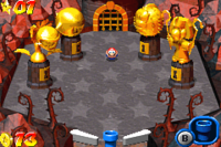 Boss statues in Fiery Stage in Mario Pinball Land