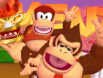 Diddy Kong's trophy animation in Mario Power Tennis