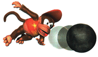 Artwork of Diddy Kong throwing a Kannonball.
