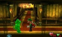 Screenshot of Gooigi and Luigi from Luigi's Mansion for the Nintendo 3DS.