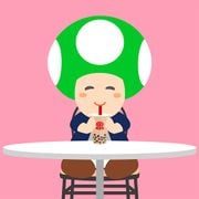 Kinopio-kun drinking bubble tea