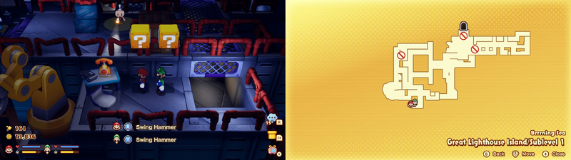 Blocks 8-9 in the Brrning Sea Great Lighthouse Island from Mario & Luigi: Brothership