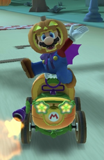 Mario (Halloween) performing a trick.