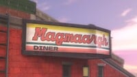 Magmaargh Diner sign in Mario Kart World