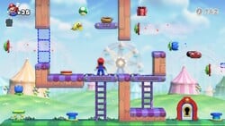 Screenshot of Merry Mini-Land level 4-5 from the Nintendo Switch version of Mario vs. Donkey Kong