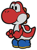 A Red Yoshi in Paper Mario: Color Splash.