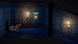 Twelfth treasure chest in the Palace of Shadow in the remake of Paper Mario: The Thousand-Year Door for the Nintendo Switch.
