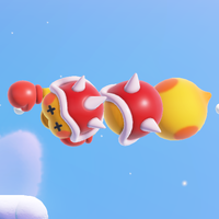 Squared screenshot of a red Pokipede from Super Mario Bros. Wonder.