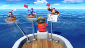 Shy Guy Says Raise the same color of flag that Shy Guy raises. He's going to go faster and faster!