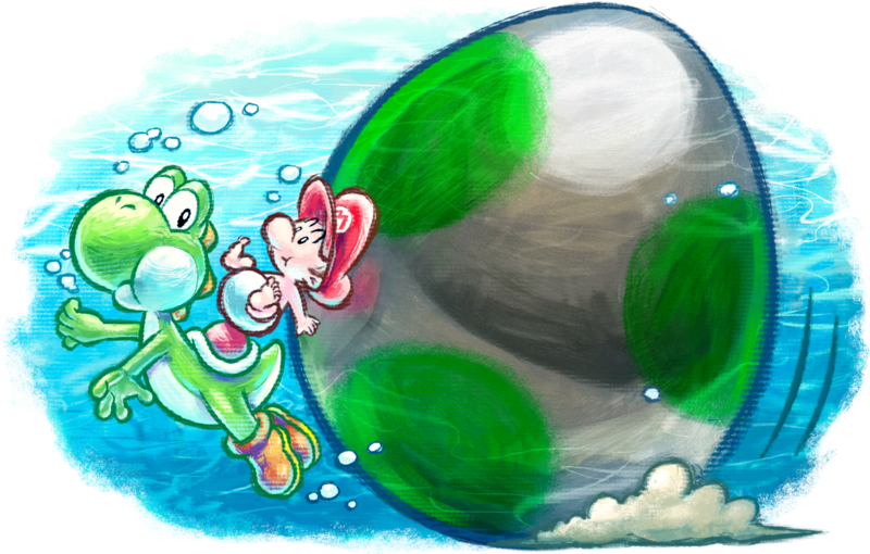 File:Baby Mario and Yoshi Artwork (alt 3) - Yoshi's New Island.png