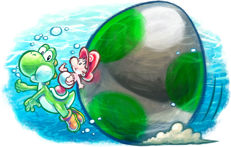 File:Baby Mario and Yoshi Artwork (alt 3) - Yoshi's New Island.png