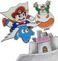 Cape Mario and Blue Winged Yoshi at Bowser's Castle (colorized) Super Mario Bros. 4: Super Mario World 2, story arc cover