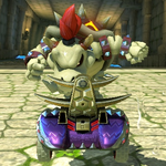 Dry Bowser performs a trick.