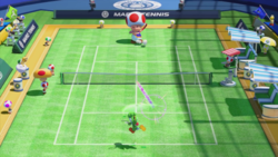 A Jump Flat in Mario Tennis: Ultra Smash.