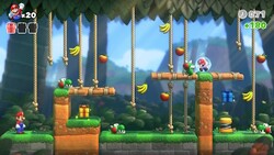 Screenshot of Donkey Kong Jungle level 2-5 from the Nintendo Switch version of Mario vs. Donkey Kong