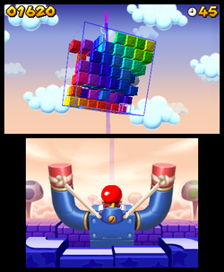 Screenshot image of Cube Crash, a minigame in Mario and Donkey Kong: Minis on the Move