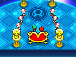 Mario and Luigi at the Star Shop in Toad Town shopping mall