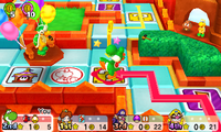 A Hammer Bro taking coins from Yoshi in Minigame Match in Mario Party: The Top 100
