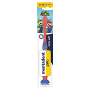 Mentadent toothbrush with a color scheme inspired by Mario