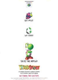 "Eat Fruit; Lay Eggs; Save the World" Yoshi's Story advertisement