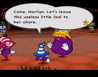 Beldam blaming Vivian for losing the Superbombomb in Paper Mario: The Thousand-Year Door.