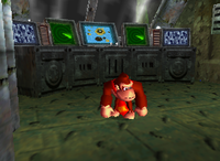 Donkey Kong inside K. Rool's airship in Donkey Kong 64