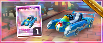 The Blue Speeder from the Spotlight Shop in the 2022 Autumn Tour in Mario Kart Tour