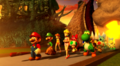 Mario and other characters leaving Bowser Castle.