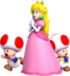 Artwork of Princess Peach and two Toads in New Super Mario Bros. U