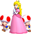 Princess Peach and two Toads