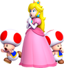 Artwork of Princess Peach and two Toads in New Super Mario Bros. U